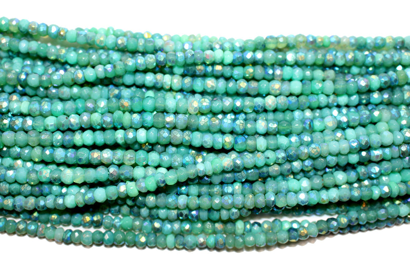 Chrysoprase AB Coated Rondelle Gemstone Beads