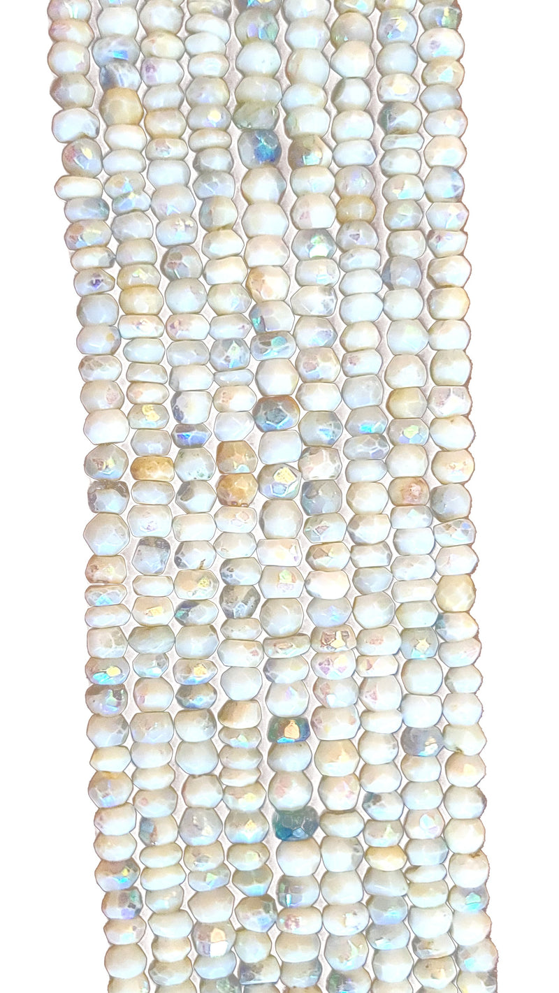 Goshenite AB Coated Barrel Gemstone Beads