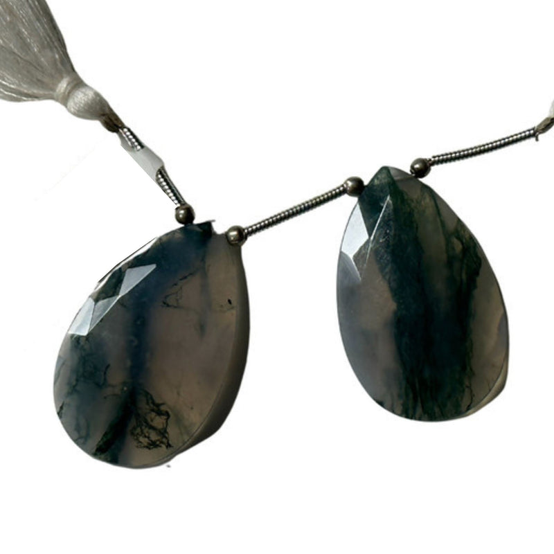 Faceted Green Moss Agate Pear Beads, AAA Quality (11X15mm, 45CTs)