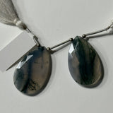 Faceted Green Moss Agate Pear Beads, AAA Quality (11X15mm, 45CTs)