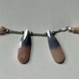 Pear Faceted Moonstone Bead Pair, Black Pink Coated Gemstone (9x25mm)