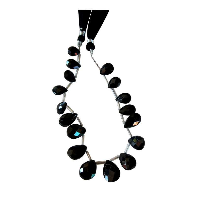 Black Spinel Pear Faceted Bead Strand, DIY Jewelry Making