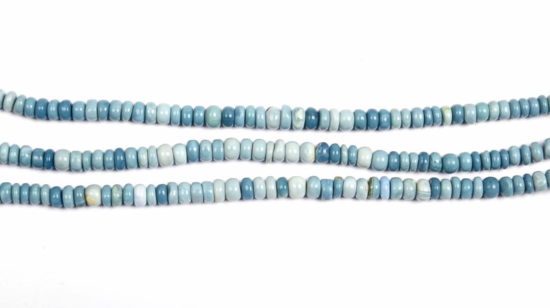 Blue Opal Bead Strand, Smooth Rondelle Gemstone, DIY Jewelry Making