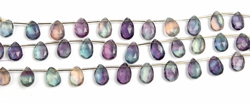 Purple Fluorite Faceted Pear 8 inch Bead Strand Natural Semi Precious Gemstone Birthstone DIY Women Jewelry Making Necklace Earrings Craft
