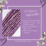 Purple Silverite Rondelle Shaped Natural Semi Precious Gemstone Beads