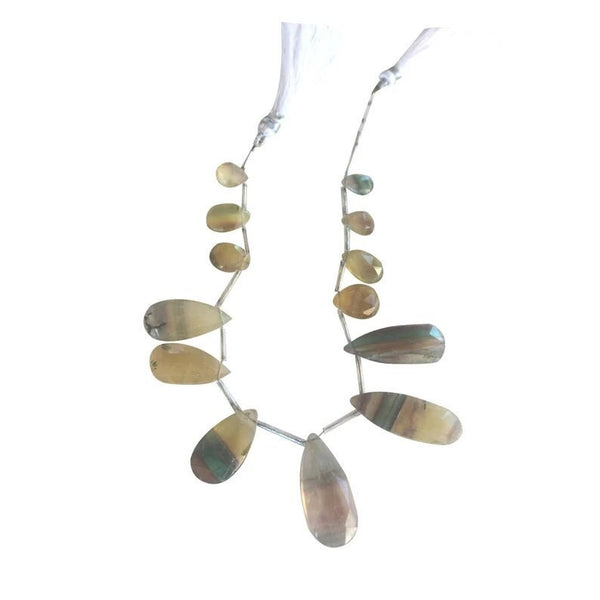 Multi Fluorite Faceted Pear 8 inch Bead Strand Natural Semi Precious Gemstone Birthstone DIY Women Jewelry Making Necklace Earrings Craft