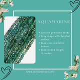 Aquamarine Drop Shaped Gemstone Beads