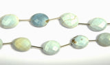 Blue Opal Faceted Oval 8 inch Bead Strand Natural Semi Precious Gemstone Birthstone DIY Women Jewelry Making Necklace Earrings Craft