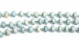 Blue Opal Bead Strand, Smooth Rondelle Gemstone, DIY Jewelry Making
