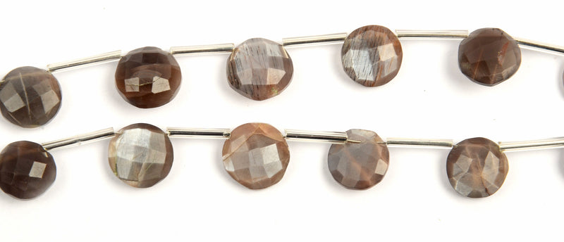Chocolate Moonstone Puffy Coin Strand