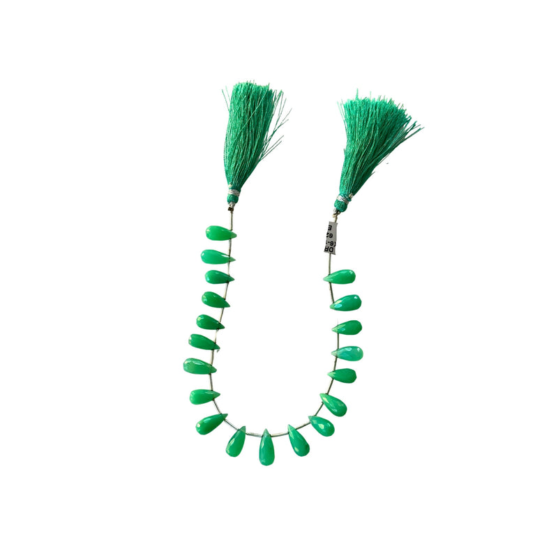 Chrysoprase Faceted Teardrop 8 inch Bead Strand Natural Semi Precious Gemstone Birthstone DIY Women Jewelry Making Necklace Earrings Craft