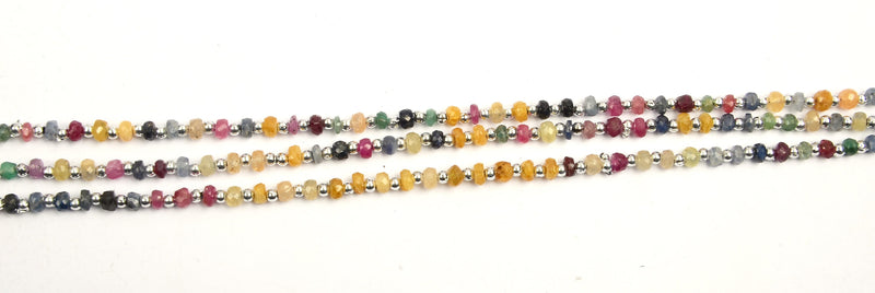 Multi Sapphire Faceted Rondelle 8 inch Bead Strand Natural Semi Precious Gemstone Birthstone DIY Women Jewelry Making Necklace Earring Craft