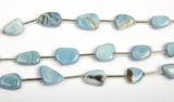 Blue Opal Smooth Nugget 8 inch Bead Strand Natural Semi Precious Gemstone Birthstone DIY Women Jewelry Making Necklace Earrings Craft