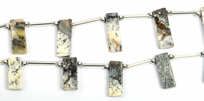 Dendrite Opal Smooth Slice Bar 8 inch Bead Strand Natural Semi Precious Gemstone Birthstone DIY Women Jewelry Making Necklace Earrings Craft