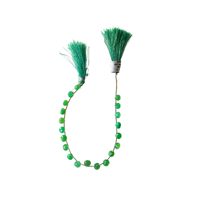 Chrysoprase Faceted Onion Beads, 8 Inch Strand, DIY Jewelry Making