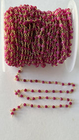 Ruby R Bezel Beaded Handmade Rosary Chain 24K gold plated over silver Women Jewelry Making Necklace Chain Anklet Bracelet Wholesale Price