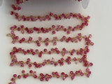 Ruby Quartz Beaded Handmade Rosary Chain 24K gold plated over silver Women Jewelry Making Necklace Chain DIY Anklet Bracelet Wholesale Price