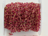 Ruby Quartz Beaded Handmade Rosary Chain 24K gold plated over silver Women Jewelry Making Necklace Chain DIY Anklet Bracelet Wholesale Price