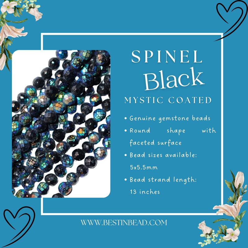 Black Spinel Round Gemstone Beads