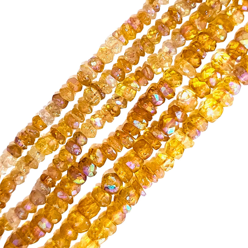 High-Quality Faceted Citrine AB Coated Beads