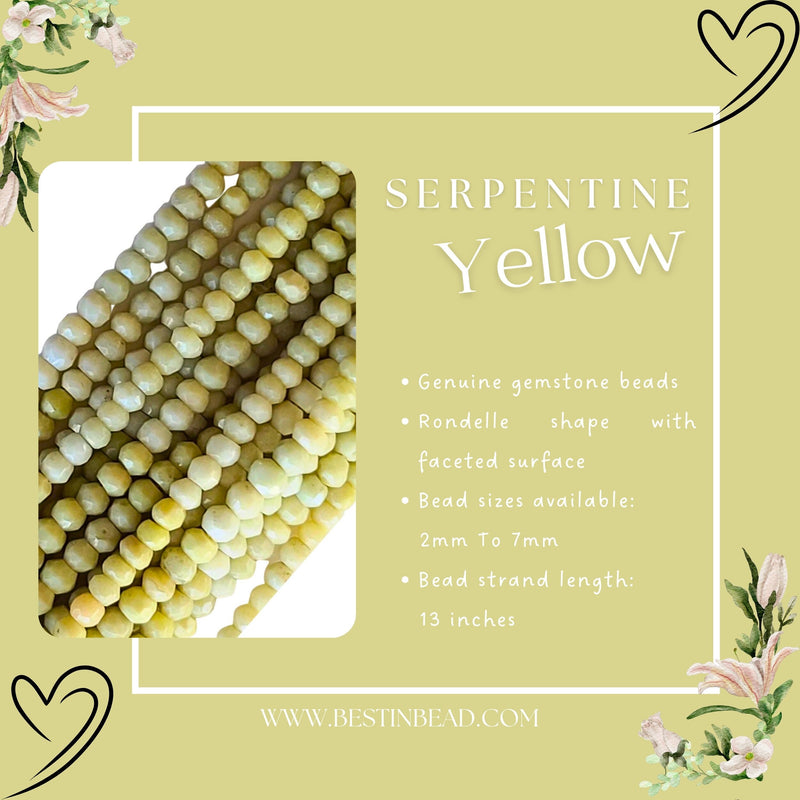 Serpentine Yellow Gemstone Bead Strand