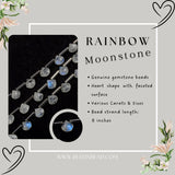 Rainbow Moonstone Heart Bead Strand