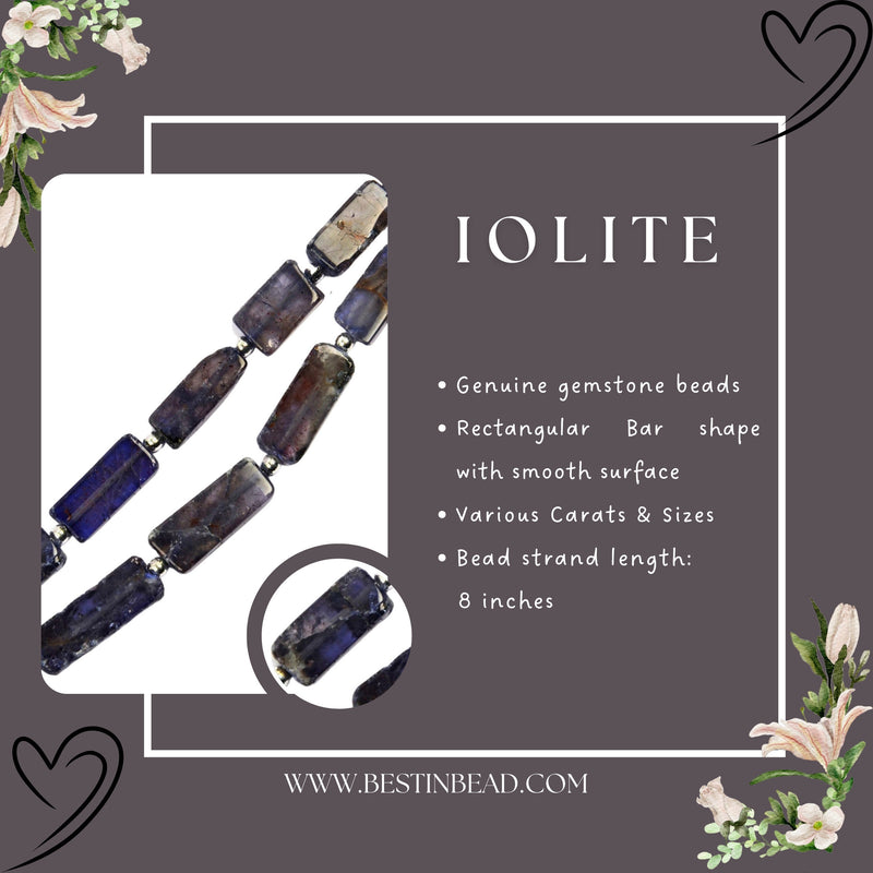 Iolite Slice Bar Bead Strand