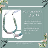 Multi Aquamarine Wheel Bead Strand