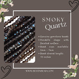 Smoky Quartz Rondelle Gemstone Beads