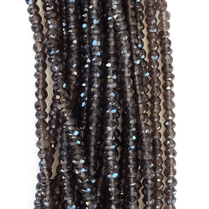 High-Quality Faceted Smoky Quartz Beads