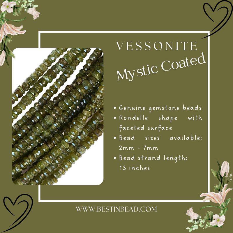 Mystic Vessonite Rondelle Gemstone Beads