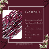 Garnet Pipe Gemstone Beads
