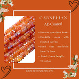 Carnelian AB Coated Light Rondelle Gemstone Beads