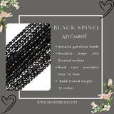 Black Spinel AB Coated Rondelle Gemstone Beads
