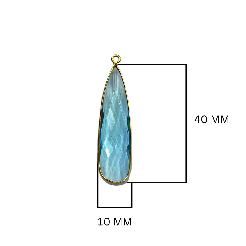 Boho Blue Topaz Pendant – 24kt Gold Plated Gemstone Necklace