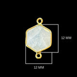 Rainbow Moonstone Hexagon Pendant - Boho Chic Gemstone Necklace with 24kt Gold Elegance
