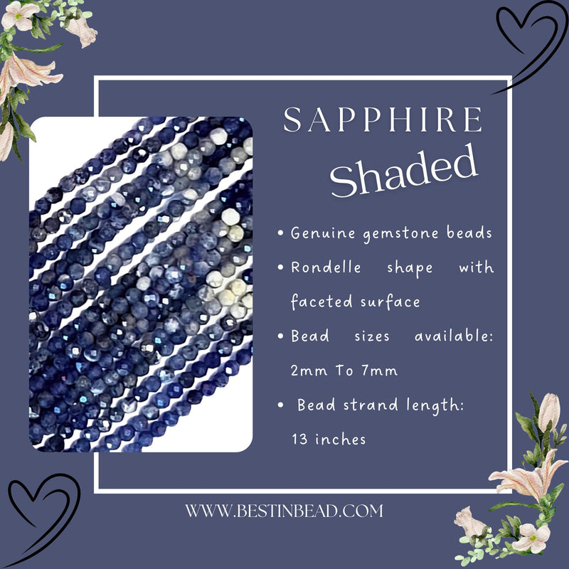 Sapphire Shaded Rondelle Gemstone Beads