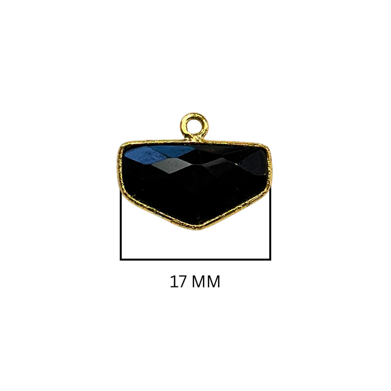 Boho Chic Black Onyx Bezel Pendant - Handcrafted Gemstone Necklace with 24kt Gold Plating