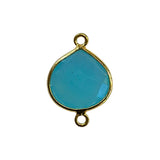Chalcedony Blue Heart Pendant - Boho Chic Gemstone Necklace with 24kt Gold Elegance
