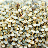 Selection of jewelry made with aquamarine bead chain: earrings, bracelet, necklace