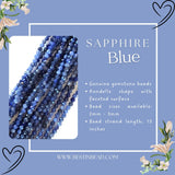 Blue Sapphire Smooth Rondelle Gemstone Beads - Natural Semi Precious Bead Strand - Sizes 2mm to 7mm - Jewelry Making Supplies