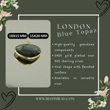 Boho Chic London Blue Topaz Bezel Pendant - Handcrafted Gemstone Necklace with 24kt Gold Plating