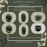 Boho Chic London Blue Topaz Bezel Pendant - Handcrafted Gemstone Necklace with 24kt Gold Plating