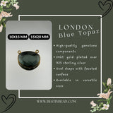 Boho Chic London Blue Topaz Bezel Pendant - Handcrafted Gemstone Necklace with 24kt Gold Plating