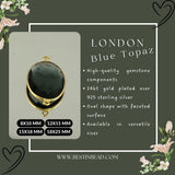 Boho Chic London Blue Topaz Bezel Pendant - Handcrafted Gemstone Necklace with 24kt Gold Plating