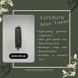 Boho Chic London Blue Topaz Bezel Pendant - Handcrafted Gemstone Necklace with 24kt Gold Plating