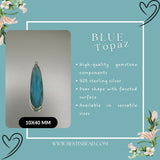 Blue Topaz Sterling Silver Pendant – Boho Gemstone Bezel Necklace