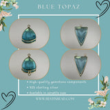 Blue Topaz Sterling Silver Pendant – Boho Gemstone Bezel Necklace