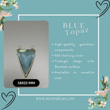 Blue Topaz Sterling Silver Pendant – Boho Gemstone Bezel Necklace