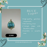 Blue Topaz Sterling Silver Pendant – Boho Gemstone Bezel Necklace